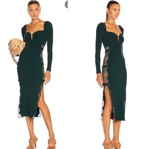 Self portrait knit lace green midi dress Brand new